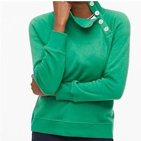 J. Crew Tops - JCrew Wide button-collar green Sweatshirt size s